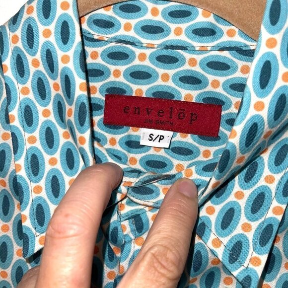 Envelop Jim Smith Button Front Shirt Mens Size Small S Cotton Short Sleeve Blue - Picture 4 of 7